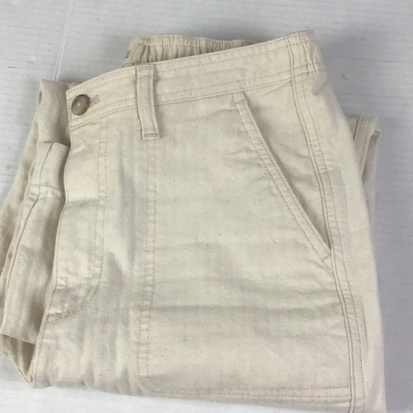 Madewell Women’s Medium Cropped Camp Pants Beige Herringbone Texture Ankle Pants - Picture 15 of 16